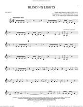 Cover icon of Blinding Lights sheet music for trumpet solo by The Weeknd, Abel Tesfaye, Ahmad Balshe, Jason Quenneville, Max Martin and Oscar Holter, intermediate skill level