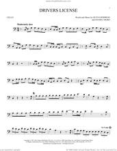 Cover icon of Drivers License sheet music for cello solo by Olivia Rodrigo and Daniel Nigro, intermediate skill level