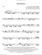 Cover icon of Memories sheet music for cello solo by Maroon 5, Adam Levine, Jacob Kasher Hindlin, Jon Bellion, Michael Pollack, Stefan Johnson and Vincent Ford, intermediate skill level