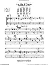Cover icon of Just Like A Woman sheet music for guitar (tablature) by Bob Dylan, intermediate skill level