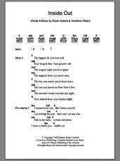 Cover icon of Inside Out sheet music for guitar (chords) by Bryan Adams and Gretchen Peters, intermediate skill level