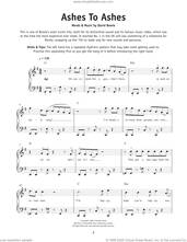 Cover icon of Ashes To Ashes sheet music for piano solo by David Bowie, beginner skill level