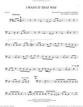 Cover icon of I Want It That Way sheet music for cello solo by Backstreet Boys, Andreas Carlsson and Max Martin, intermediate skill level