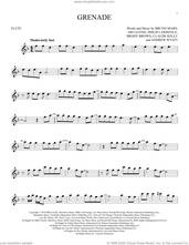 Cover icon of Grenade sheet music for flute solo by Bruno Mars, Andrew Wyatt, Ari Levine, Brody Brown, Claude Kelly and Philip Lawrence, intermediate skill level