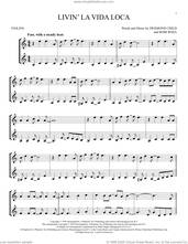 Cover icon of Livin' La Vida Loca sheet music for two violins (duets, violin duets) by Ricky Martin, Desmond Child and Robi Rosa, intermediate skill level