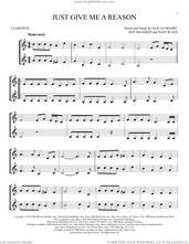 Cover icon of Just Give Me A Reason (feat. Nate Ruess) sheet music for two clarinets (duets) by P!nk, Alecia Moore, Jeff Bhasker and Nate Ruess, intermediate skill level