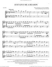 Cover icon of Just Give Me A Reason (feat. Nate Ruess) sheet music for two flutes (duets) by P!nk, Alecia Moore, Jeff Bhasker and Nate Ruess, intermediate skill level