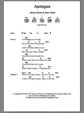 Cover icon of Apologize sheet music for guitar (chords) by OneRepublic and Ryan Tedder, intermediate skill level