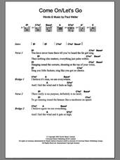 Cover icon of Come On / Let's Go sheet music for guitar (chords) by Paul Weller, intermediate skill level