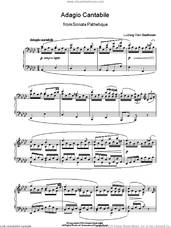 Cover icon of Adagio Cantabile From Sonate Pathetique Op. 13, Theme From The Second Movement sheet music for piano solo by Ludwig van Beethoven, classical score, intermediate skill level