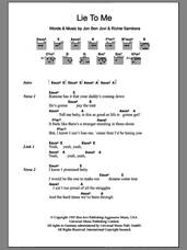 Cover icon of Lie To Me sheet music for guitar (chords) by Bon Jovi and Richie Sambora, intermediate skill level