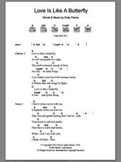 Cover icon of Love Is Like A Butterfly sheet music for guitar (chords) by Dolly Parton, intermediate skill level