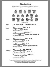 Cover icon of The Letters sheet music for guitar (chords) by Leonard Cohen and Sharon Robinson, intermediate skill level