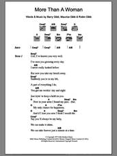 Cover icon of More Than A Woman sheet music for guitar (chords) by Bee Gees, Barry Gibb, Maurice Gibb and Robin Gibb, intermediate skill level