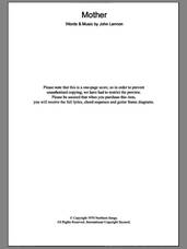 Cover icon of Mother sheet music for guitar (chords) by John Lennon, intermediate skill level