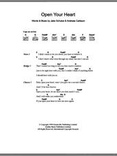 Cover icon of Open Your Heart sheet music for guitar (chords) by Westlife, Andreas Carlsson and Jake Schulze, intermediate skill level