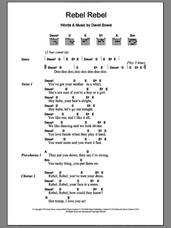 Cover icon of Rebel Rebel sheet music for guitar (chords) by David Bowie, intermediate skill level