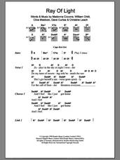 Cover icon of Ray Of Light sheet music for guitar (chords) by Madonna, Christine Leach, Clive Maldoon, Dave Curtiss and William Orbit, intermediate skill level