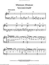 Cover icon of Whenever, Wherever sheet music for piano solo by Shakira, Gloria Estefan and Tim Mitchell, easy skill level