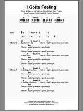 Cover icon of I Gotta Feeling sheet music for piano solo (chords, lyrics, melody) by Black Eyed Peas, Allan Pineda, David Guetta, Frederic Riesterer, Jaime Gomez, Stacy Ferguson and Will Adams, intermediate piano (chords, lyrics, melody)