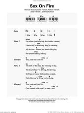 Cover icon of Sex On Fire sheet music for piano solo (chords, lyrics, melody) by Kings Of Leon, Caleb Followill, Jared Followill, Matthew Followill and Nathan Followill, intermediate piano (chords, lyrics, melody)