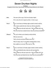 Cover icon of Seven Drunken Nights sheet music for guitar (chords) by The Dubliners, Barney McKenna, Ciaran Bourke, John Sheahan, Luke Kelly, Ronnie Drew and Miscellaneous, intermediate skill level