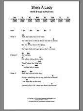 Cover icon of She's A Lady sheet music for guitar (chords) by Tom Jones and Paul Anka, intermediate skill level