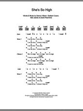 Cover icon of She's So High sheet music for guitar (chords) by Blur, Alex James, Damon Albarn, David Rowntree and Graham Coxon, intermediate skill level