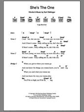 Cover icon of She's The One sheet music for guitar (chords) by Robbie Williams and Karl Wallinger, intermediate skill level