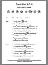 Cover icon of Speak Like A Child sheet music for guitar (chords) by The Style Council and Paul Weller, intermediate skill level