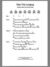 Cover icon of Take This Longing sheet music for guitar (chords) by Leonard Cohen, intermediate skill level