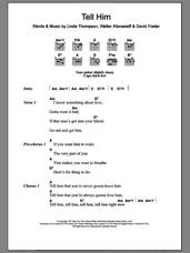 Cover icon of Tell Him sheet music for guitar (chords) by Celine Dion, David Foster, Linda Thompson and Walter Afanasieff, intermediate skill level