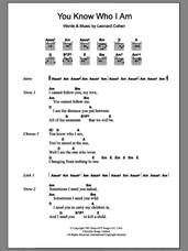 Cover icon of You Know Who I Am sheet music for guitar (chords) by Leonard Cohen, intermediate skill level