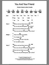Cover icon of You And Your Friend sheet music for guitar (chords) by Dire Straits and Mark Knopfler, intermediate skill level