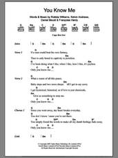 Cover icon of You Know Me sheet music for guitar (chords) by Robbie Williams, Daniel Mould, Francoise Hardy and Kelvin Andrews, intermediate skill level