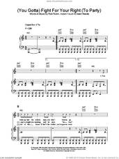 Cover icon of Fight For Your Right (To Party) sheet music for voice, piano or guitar by Beastie Boys, Adam Horowitz, Adam Yauch and Rick Rubin, intermediate skill level