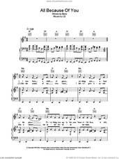 Cover icon of All Because Of You sheet music for voice, piano or guitar by U2 and Bono, intermediate skill level