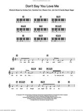 Cover icon of Don't Say You Love Me sheet music for piano solo (chords, lyrics, melody) by The Corrs, Andrea Corr, Carole Bayer Sager, Caroline Corr, Jim Corr and Sharon Corr, intermediate piano (chords, lyrics, melody)