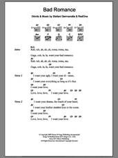 Cover icon of Bad Romance sheet music for guitar (chords) by Lady GaGa and RedOne, intermediate skill level