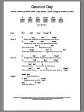 Cover icon of Greatest Day sheet music for guitar (chords) by Take That, Gary Barlow, Howard Donald, Jason Orange and Mark Owen, intermediate skill level