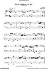 Cover icon of Harpsichord Concerto No. 5 sheet music for piano solo by Johann Sebastian Bach, classical score, intermediate skill level