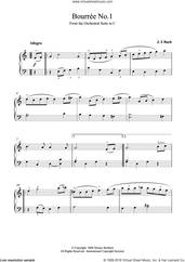 Cover icon of Bourree No.1 sheet music for piano solo by Johann Sebastian Bach, classical score, intermediate skill level