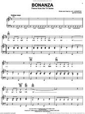 Cover icon of Bonanza sheet music for voice, piano or guitar by Al Caiola, Johnny Cash, Jay Livingston and Ray Evans, intermediate skill level