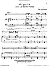 Cover icon of This Is My Box sheet music for voice and piano by Gian Carlo Menotti, classical score, intermediate skill level