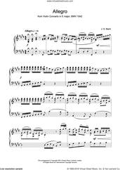 Cover icon of Allegro From Violin Concerto In E Major, Bwv 1042 sheet music for piano solo by Johann Sebastian Bach, classical score, intermediate skill level