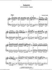 Cover icon of Autumn (first movement: Allegro) sheet music for piano solo by Antonio Vivaldi, classical score, intermediate skill level