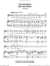 Cover icon of The Old Mother (Die Alte Mutter) sheet music for voice and piano by Edvard Grieg, classical score, intermediate skill level