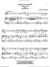 Cover icon of Afraid, Am I Afraid? (Baba's Aria) sheet music for voice and piano by Gian Carlo Menotti, classical score, intermediate skill level
