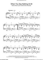 Cover icon of When You Say Nothing At All sheet music for piano solo by Ronan Keating, Don Schlitz and Paul Overstreet, intermediate skill level