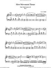 Cover icon of Slow Movement Theme from Violin Concerto in D sheet music for piano solo by Wolfgang Amadeus Mozart, classical score, intermediate skill level